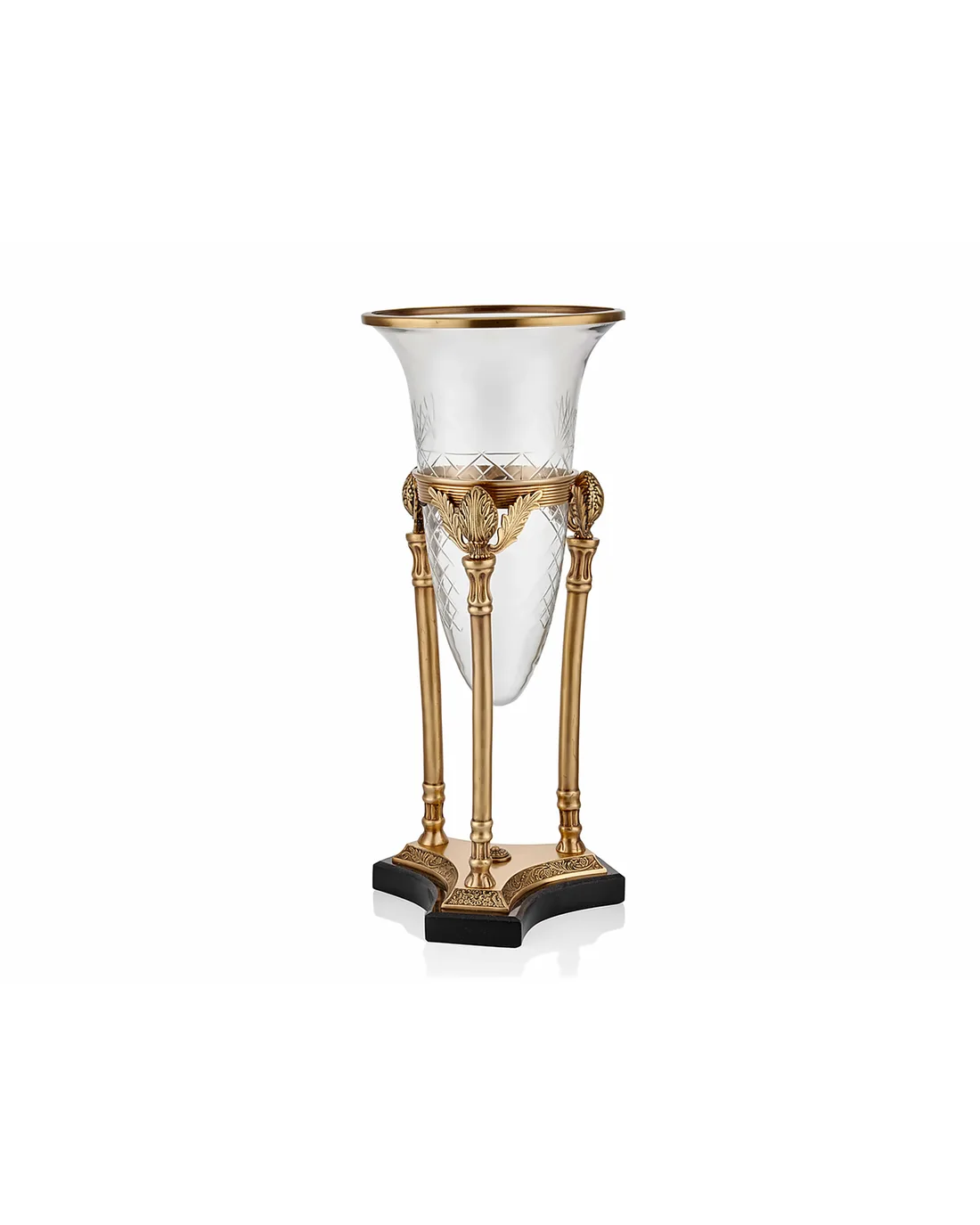 Zeus Konik Camlı Brass Büyük Boy Vazo, image du produit