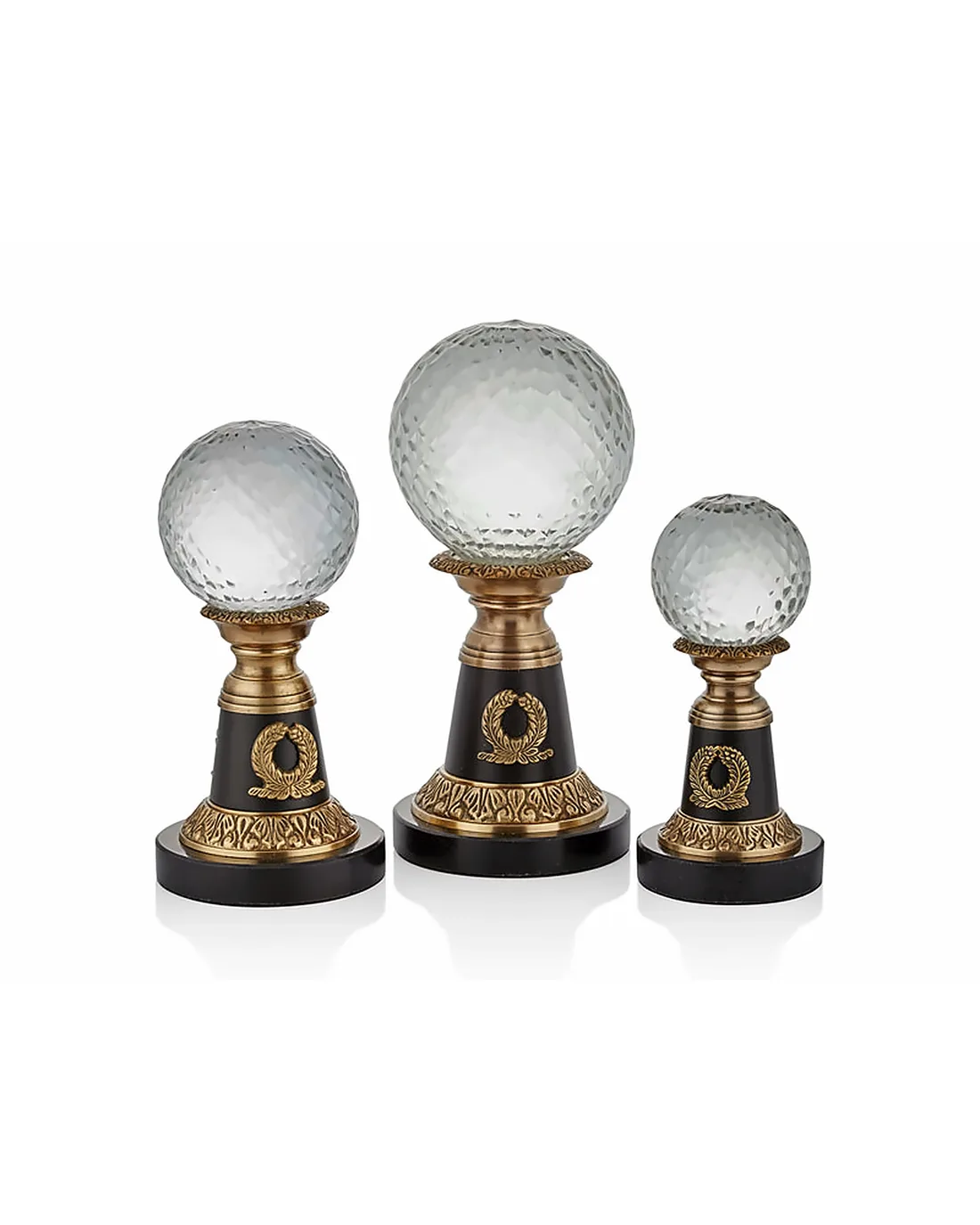 Wreath Stand 3 Glass Ball Set Antique Brass, image du produit