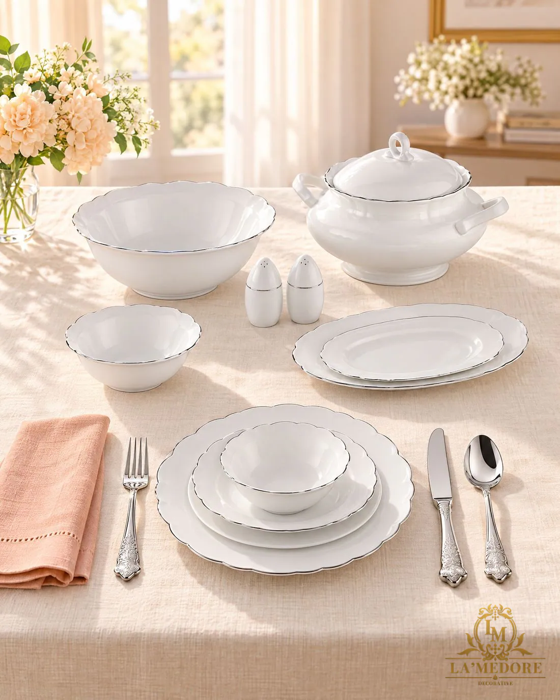 Elegance Platinum + Imperial 12 Kişilik Sofra Seti, sofra sunumu