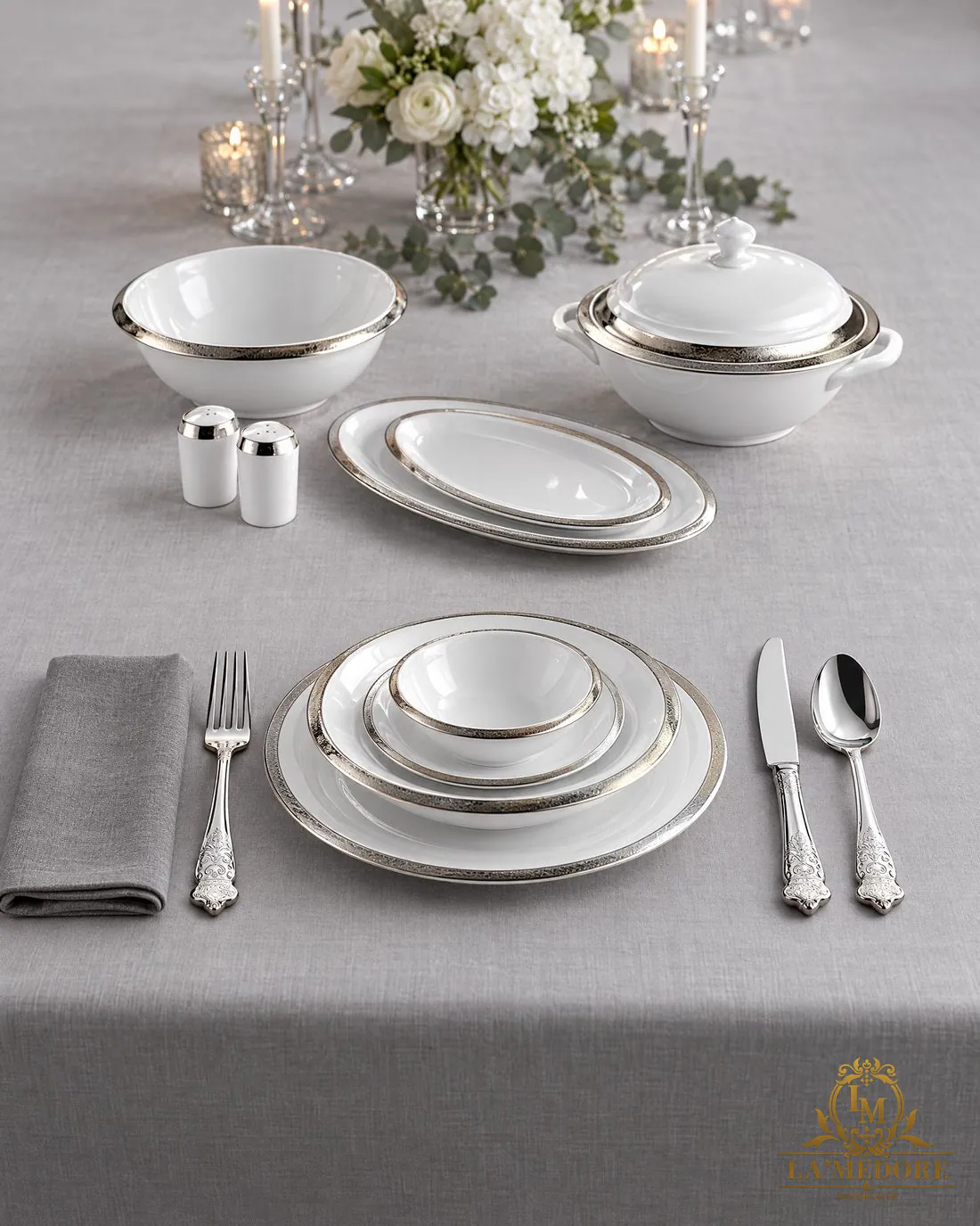Spring Platinum + Imperial 12 Kişilik Sofra Seti, sofra sunumu